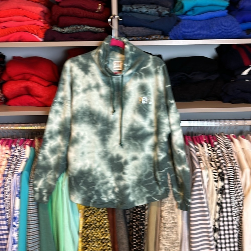 PINK green/sage tie dye sweatshirt size XS